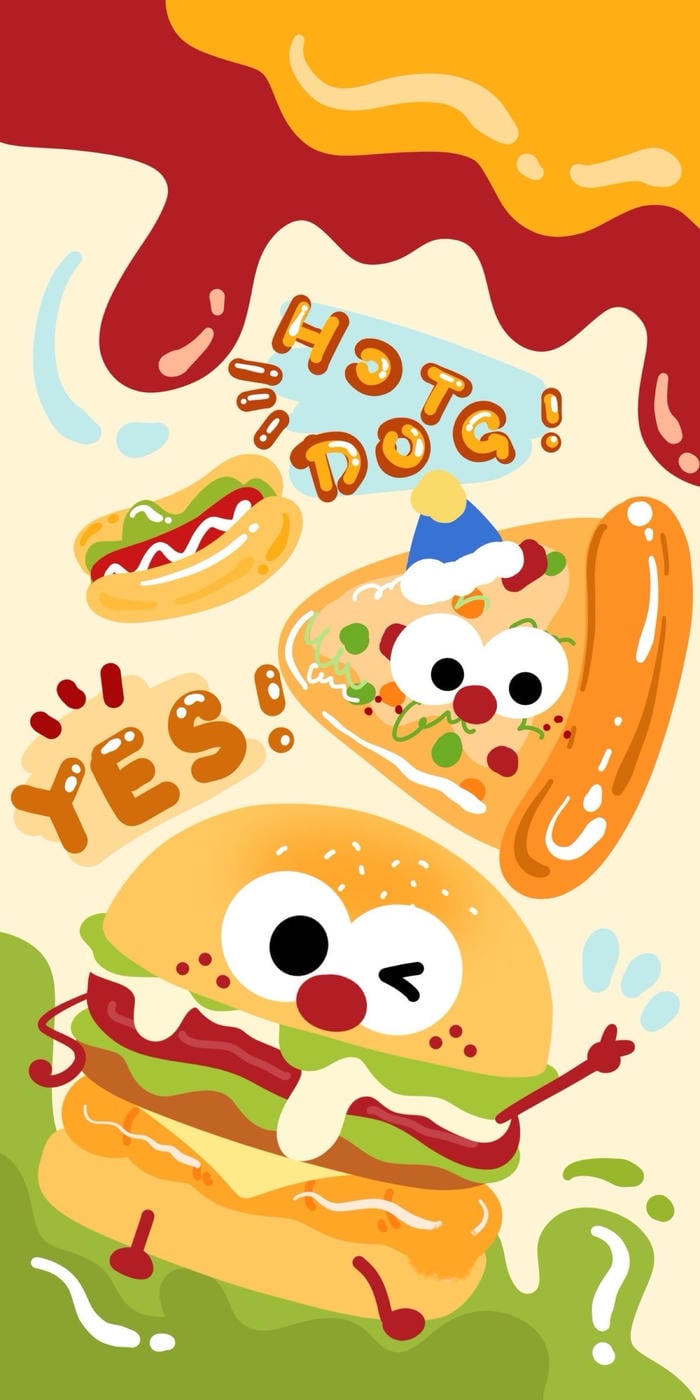 Hình ảnh nền chibi cute nhân vật đồ ăn nhỏ xinh