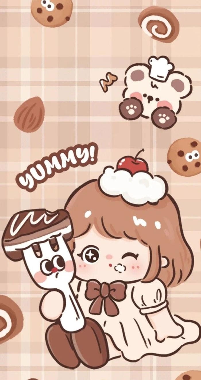 Hình ảnh nền chibi cute nhân vật nữ anime