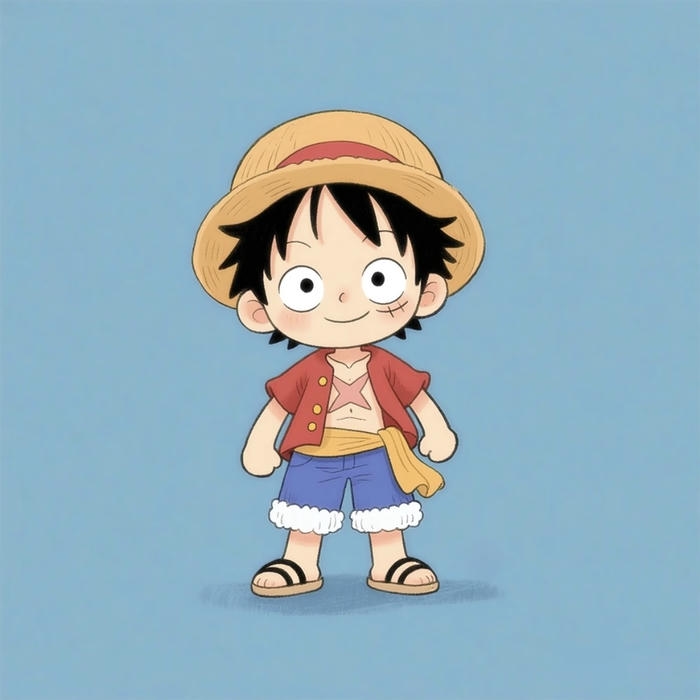 Hình anime chibi nhân vật cute với biểu cảm vui vẻ