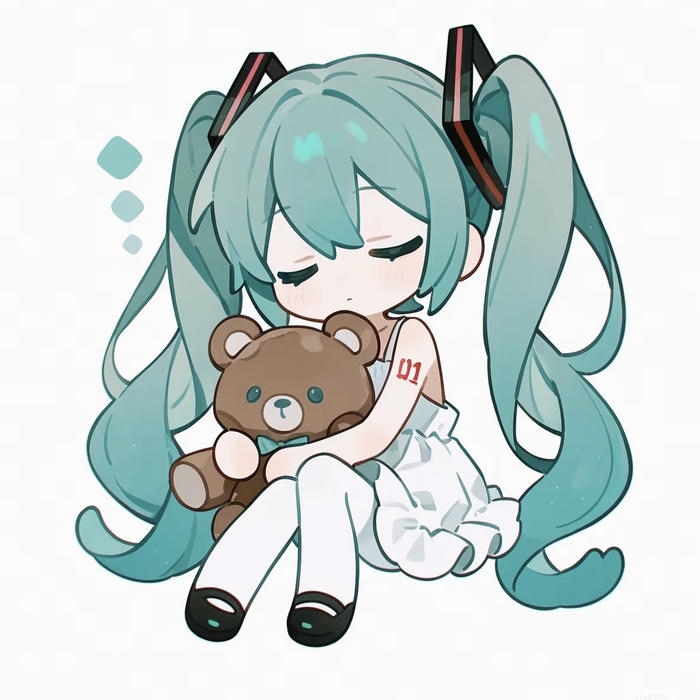 Hình anime chibi nhân vật nữ dễ thương nền trơn