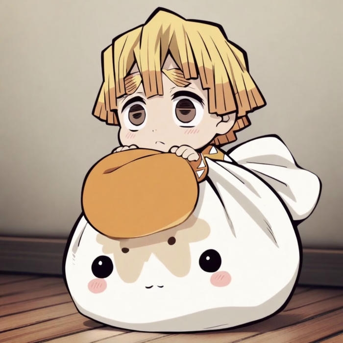 ảnh anime chibi nhân vật ngồi trong cái túi dễ thương