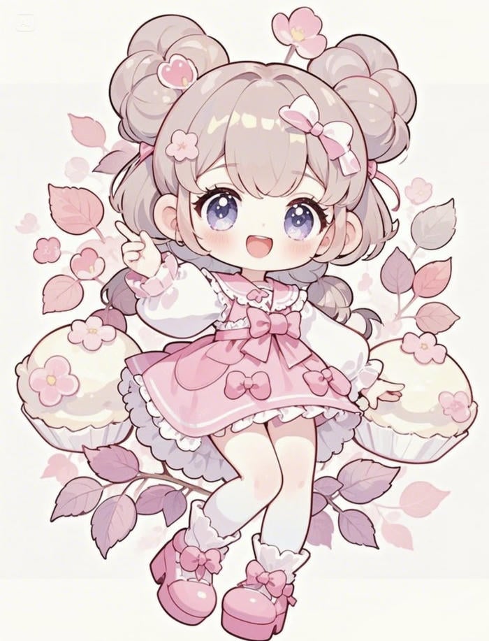 ảnh chibi nữ cute cười tươi tăn