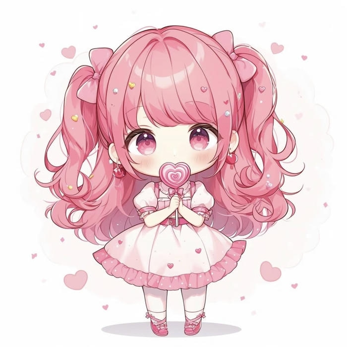 bức ảnh chibi nữ cute tóc hồng kẹo ngọt