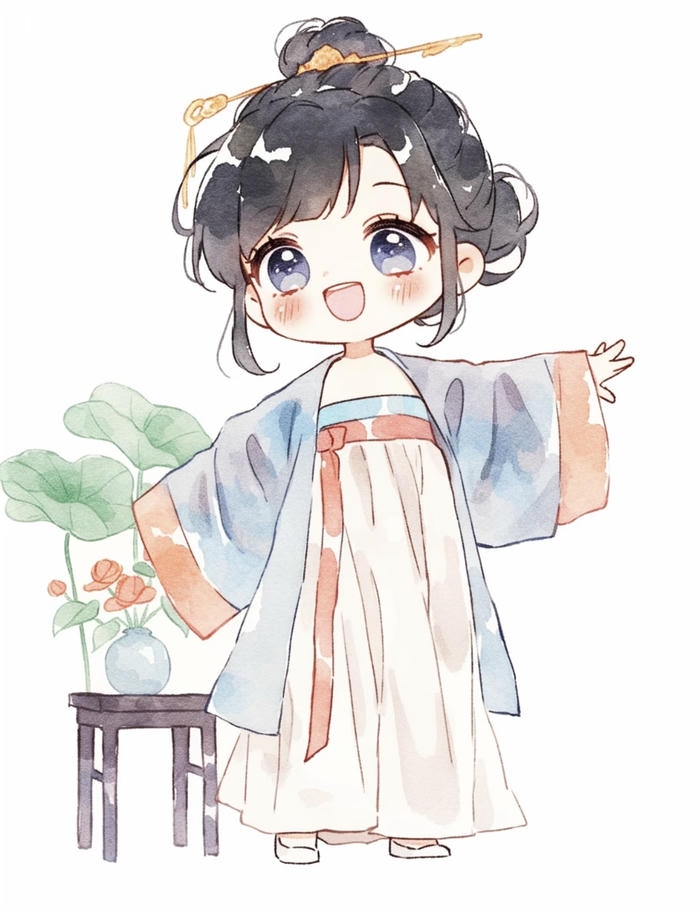 bức hình chibi nữ cute mặc trang phục cổ trang