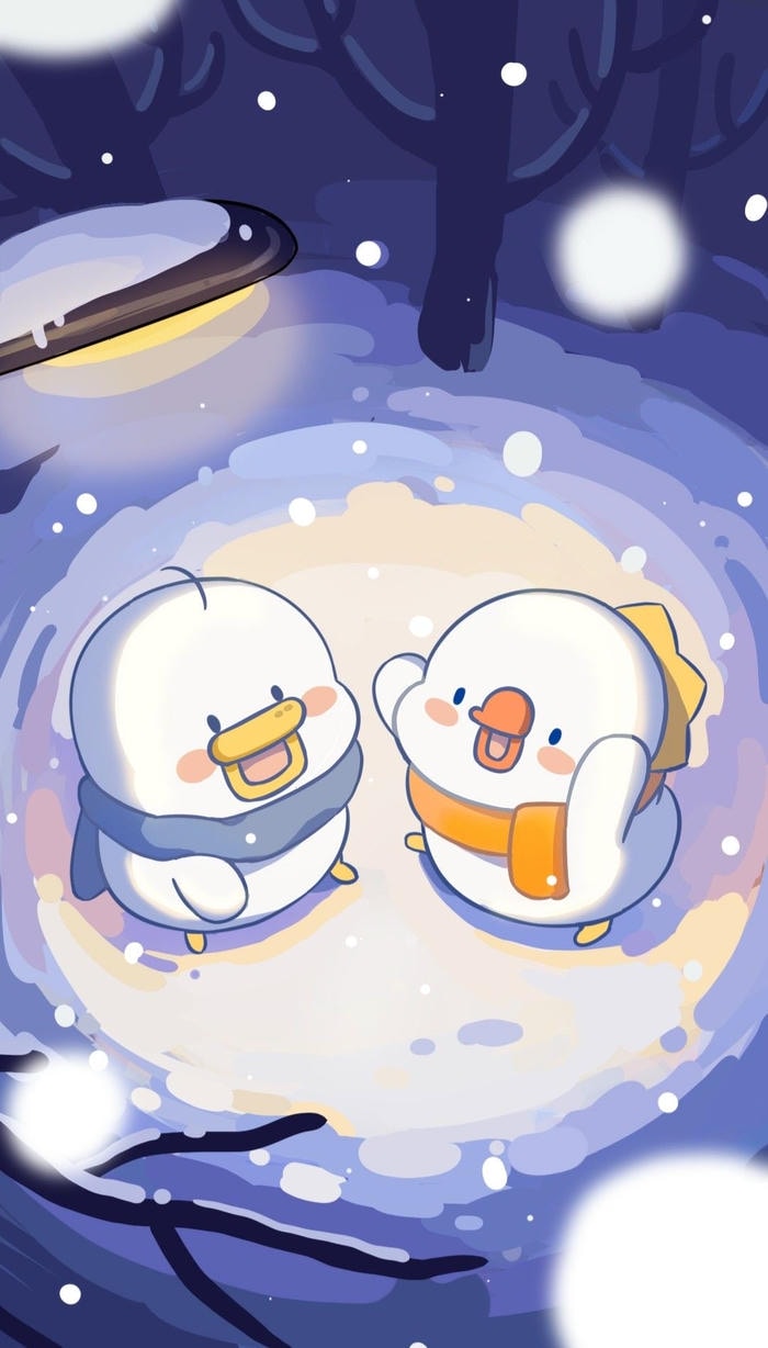 bức hình nền chibi cute giữa mùa đông ấm áp