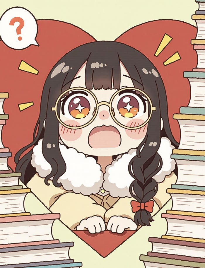 hình ảnh chibi nữ cute đeo kính mặt đỏ ngại ngùng