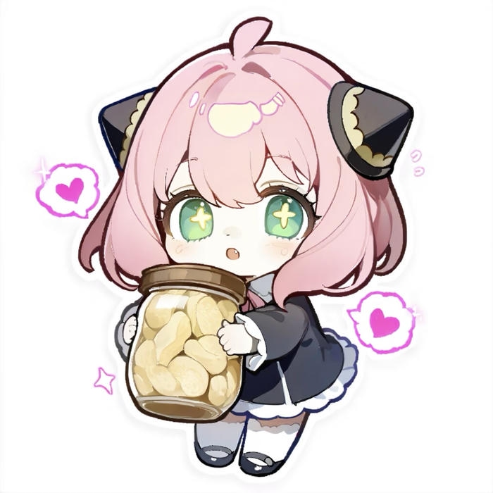 hình chibi nữ cute anya ôm hũ lạc