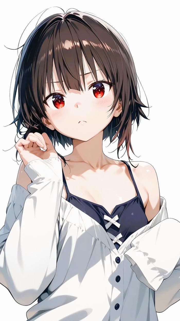 ảnh anime nữ tóc ngắn mặc áo trễ vai sexy nhẹ