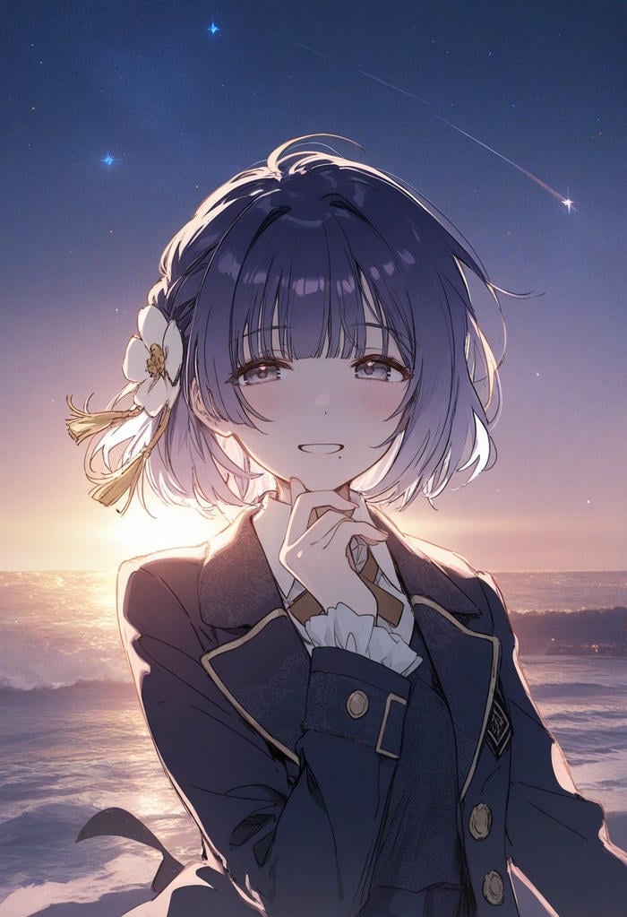 ảnh anime nữ tóc ngắn mặc đồng phục học sinh