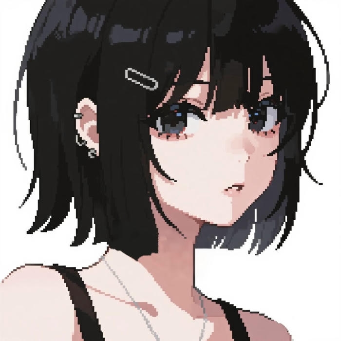 bức ảnh anime nữ tóc ngắn kẹp tóc nhỏ làm điểm nhấn