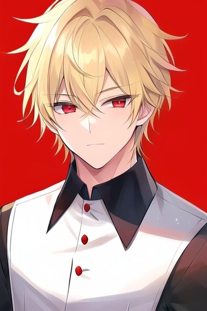 bức ảnh anime tóc vàng nền trơn đỏ