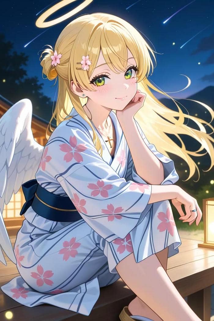 bức ảnh anime tóc vàng nhìn nghiêng