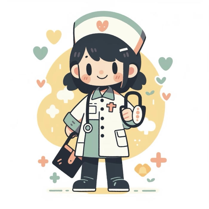 bức ảnh bác sĩ chibi cầm ống nghe