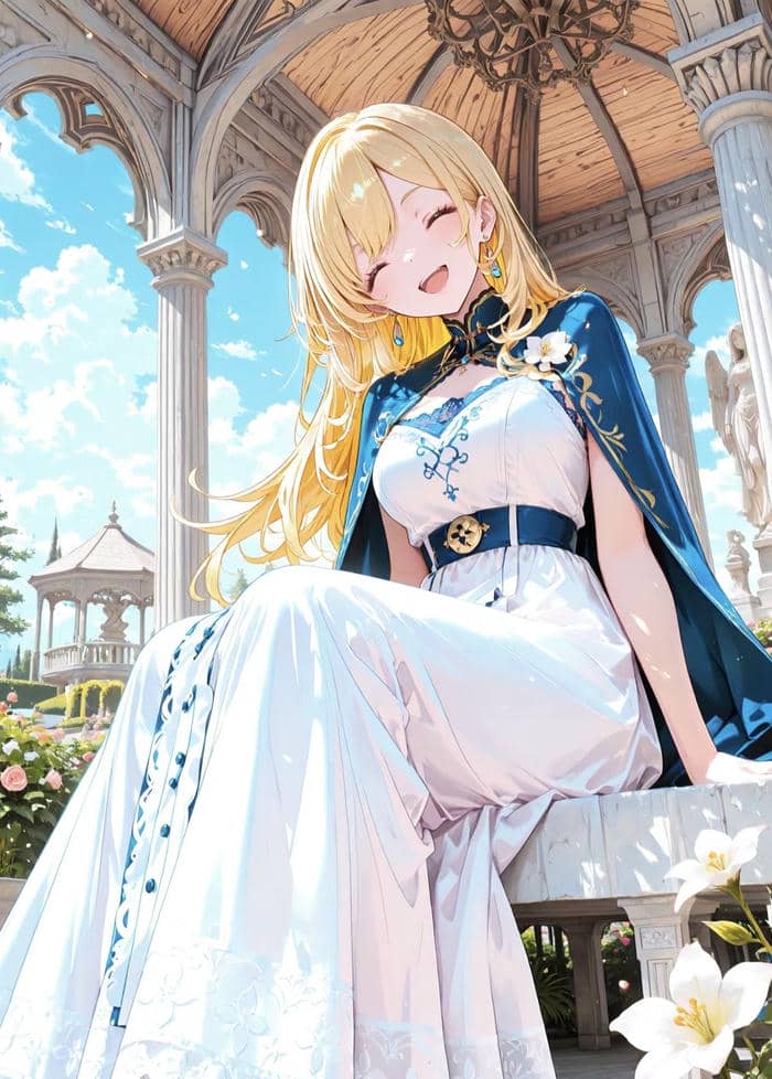 bức hình anime tóc vàng tập trung phần mái