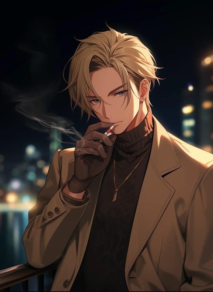 hình ảnh anime tóc vàng dáng đứng đơn