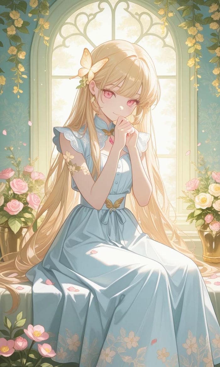 hình ảnh anime tóc vàng dáng người thanh