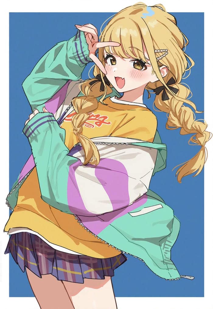 hình ảnh anime tóc vàng kiểu tóc gọn hai bên